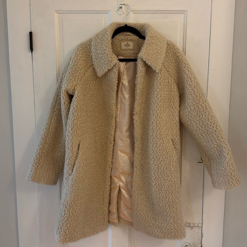 Marine Layer Cream Sherpa Pea Coat